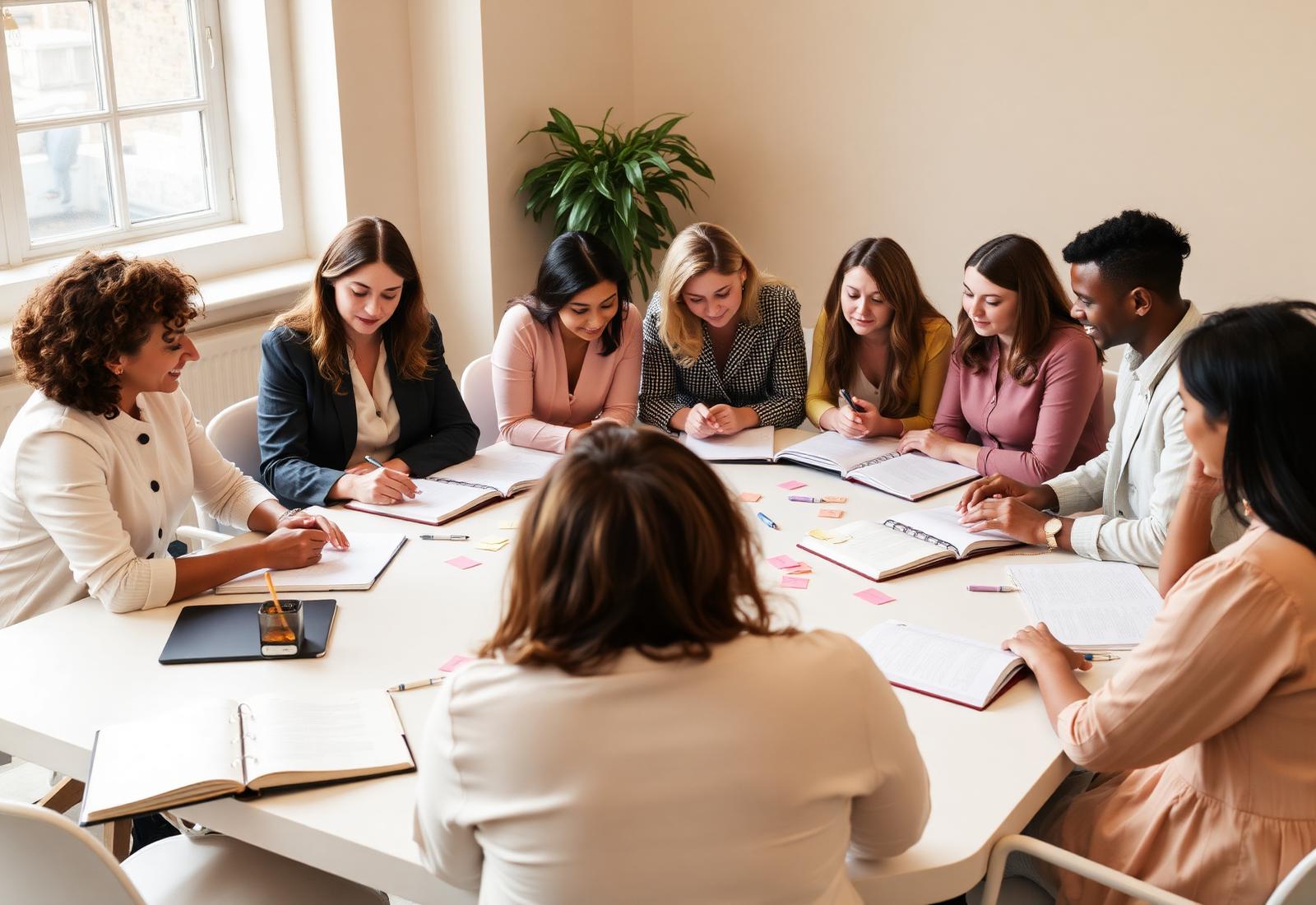 A workshop of diverse professionals learning together